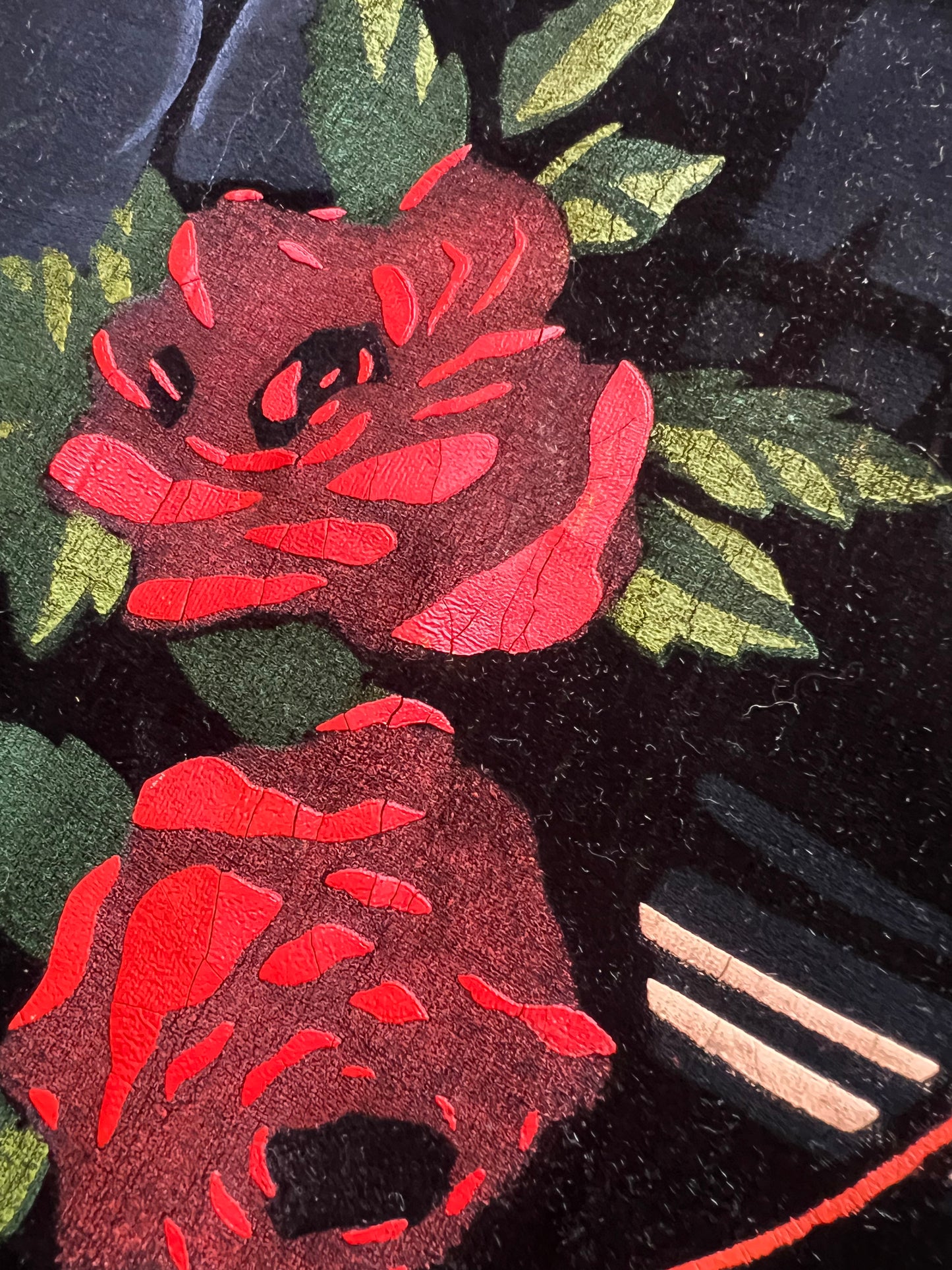 🌸 Vintage Velvet-Backed Theorem 🎨 Hand-Painted Floral Wall Art 🌿