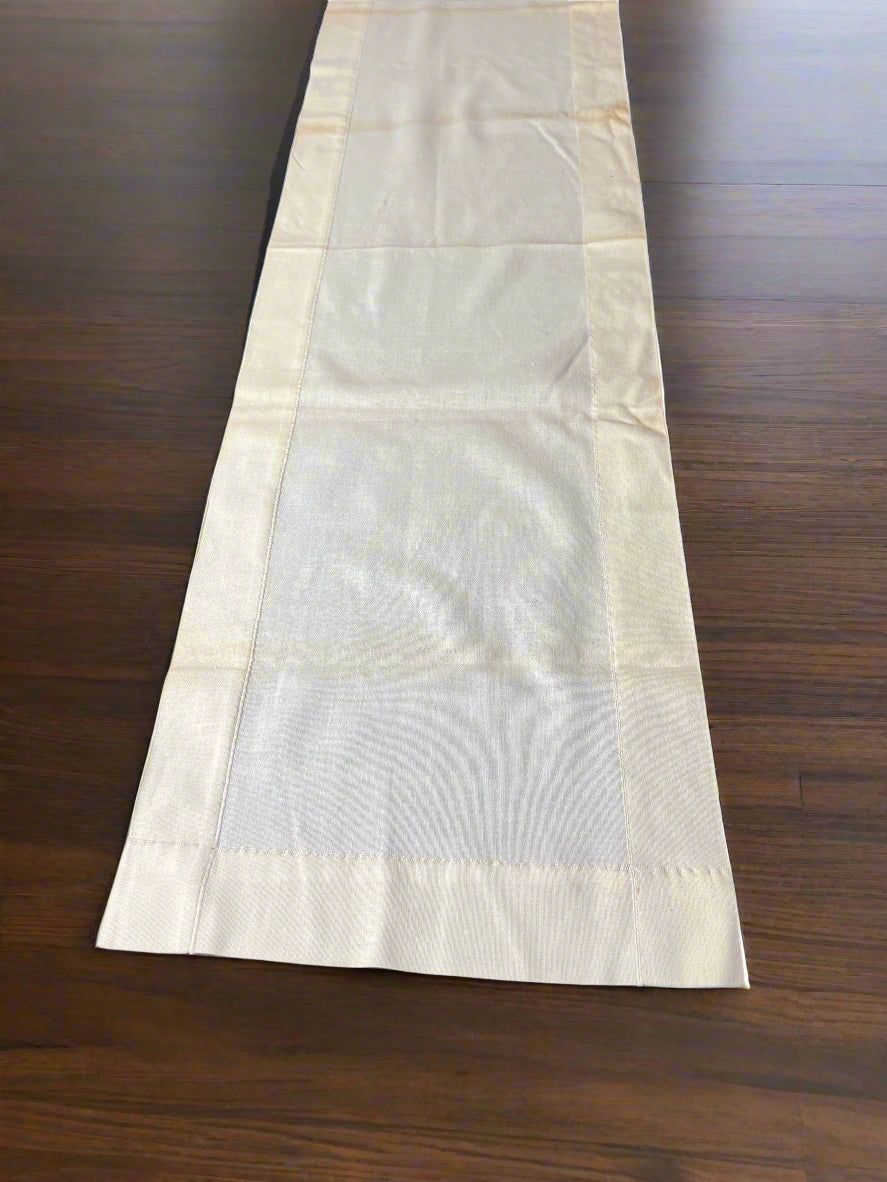 🌼 Vintage Light Yellow Linen Table Runner – 46" x 13"