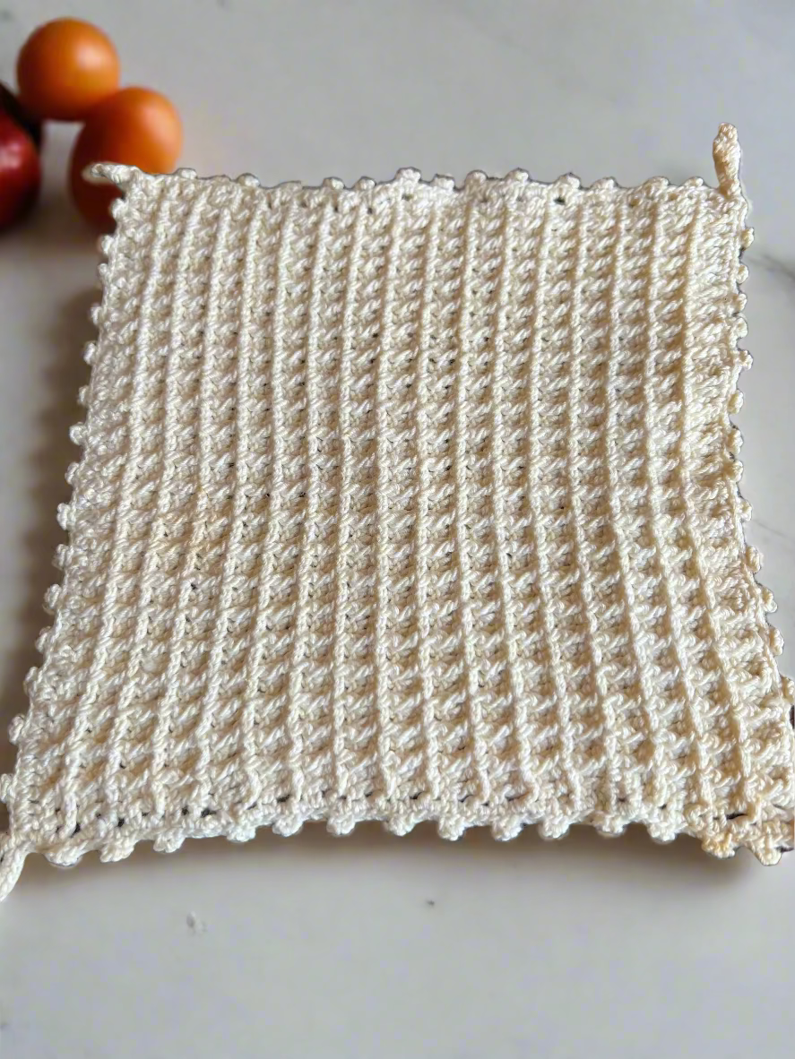 🍳 Vintage Crocheted Potholder – Tan , 8" x 8" (Copy)