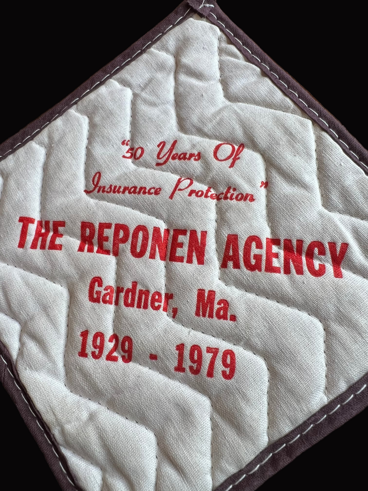 π₯ Vintage Potholder β The Reopen Agency Gardner, Mass (1929β1979)