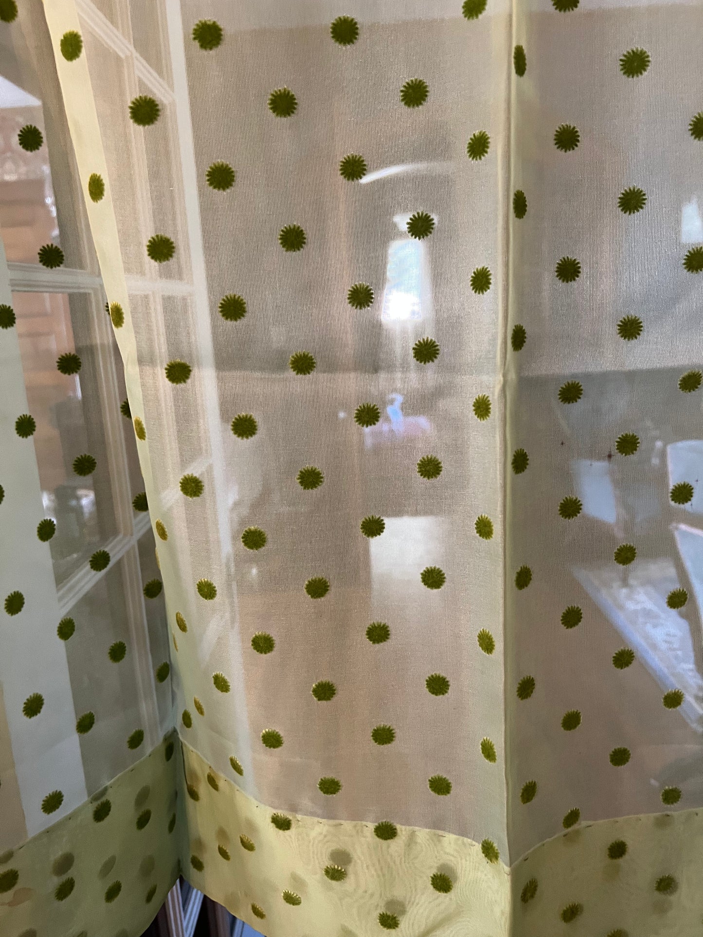 đż Vintage Charm Alert! Sheer Green Polka Dot Curtains
