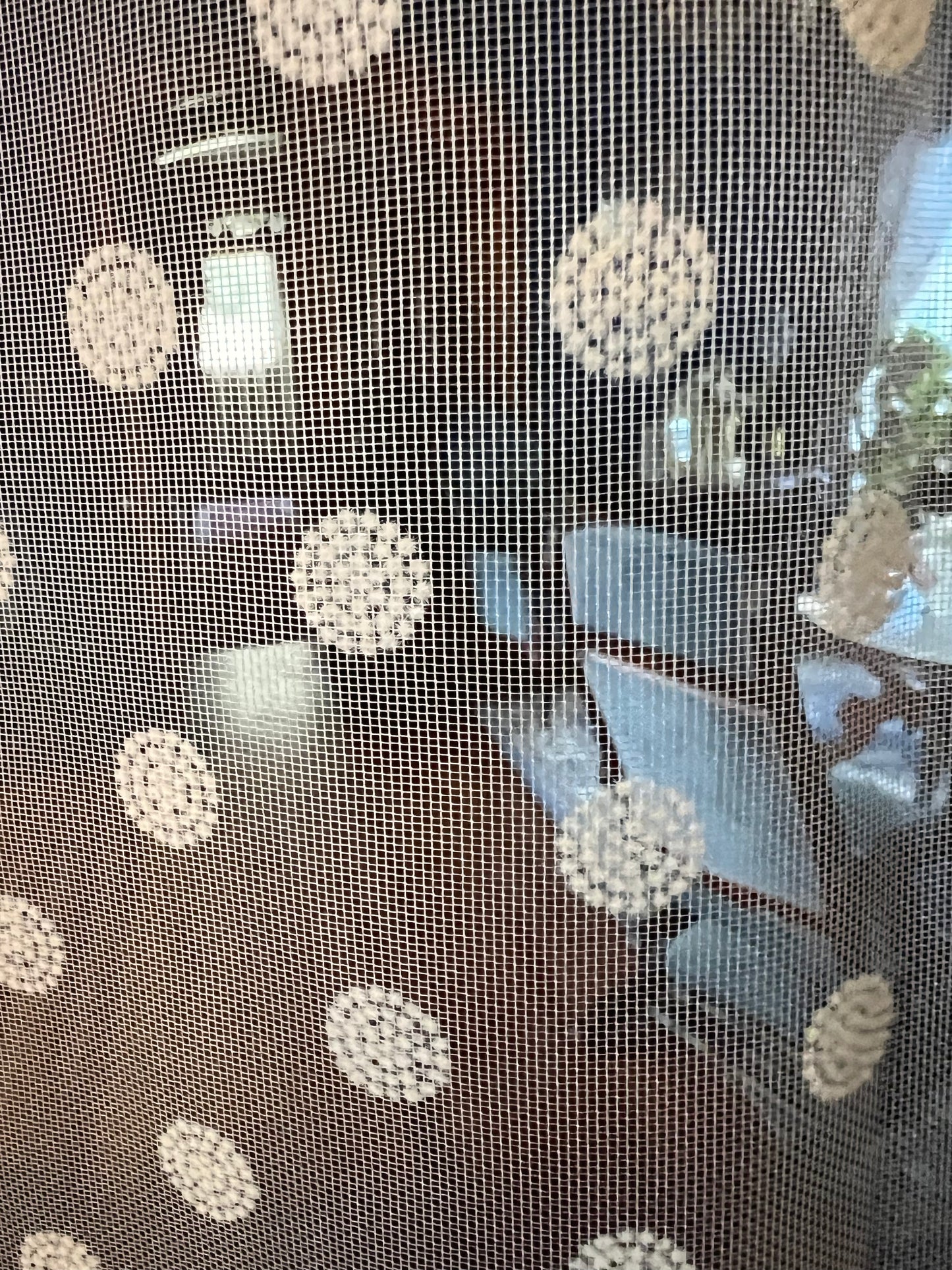 π€ Vintage Sheer White Flocked Polka Dot Curtains β Set of 3 π€