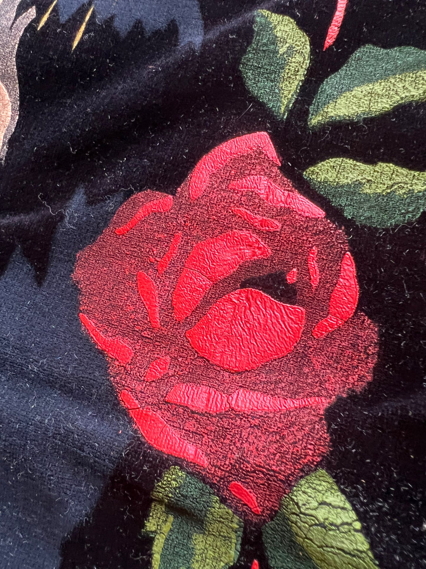 🌸 Vintage Velvet-Backed Theorem 🎨 Hand-Painted Floral Wall Art 🌿