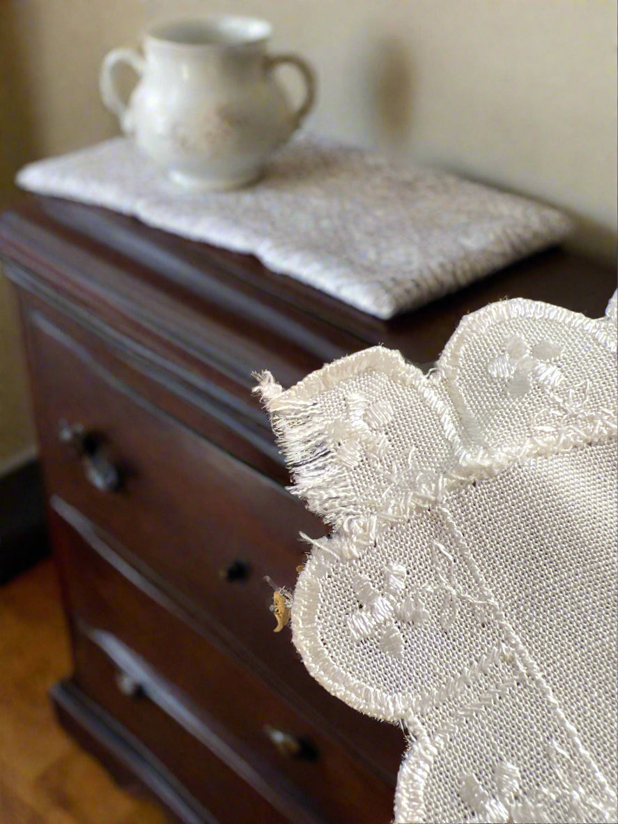 ✨ Antique 1890s Table Runner / Dresser Scarf – Embroidered