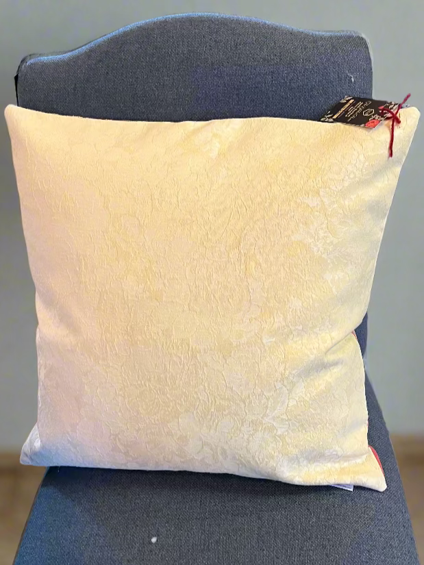 🌟 Handmade Yellow Damask & Striped Pillow –20x20