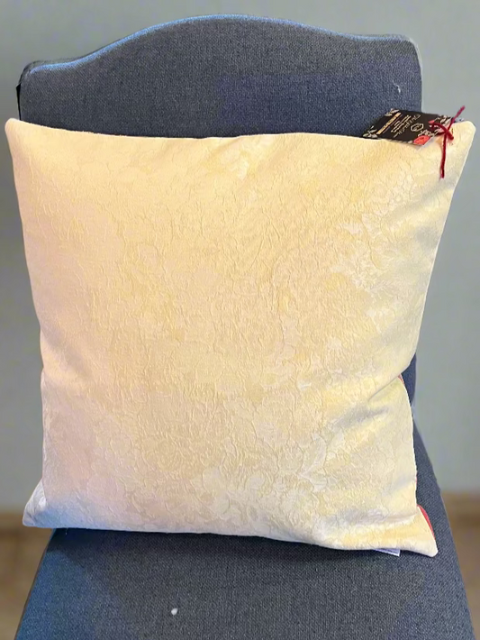 🌟 Handmade Yellow Damask & Striped Pillow –20x20