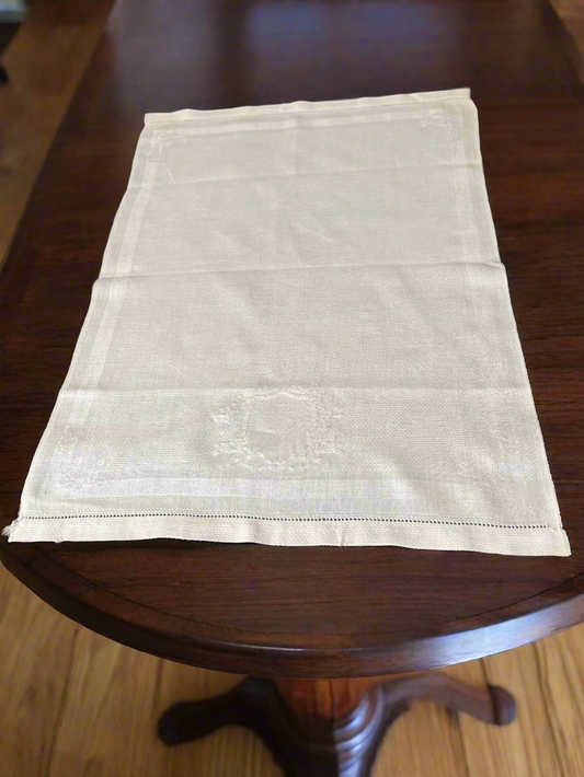 🌸 Vintage Antique Table Linen Runner 🌿 Floral Design 🕊️