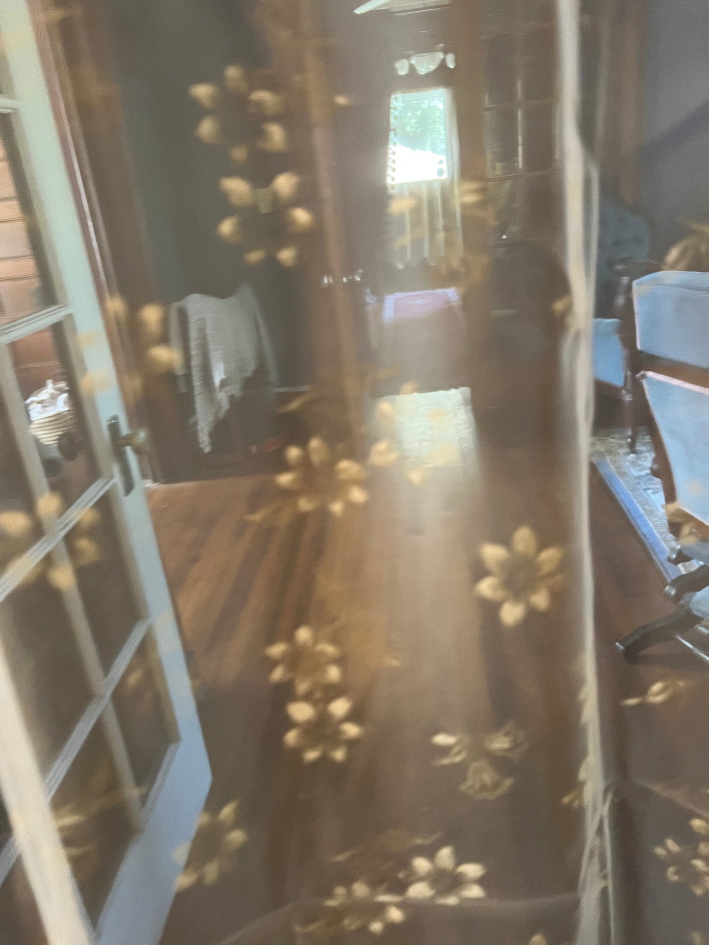 🌼 Mid-Century Sheer Gold Floral Curtains – Set of 4 Vintage Panels 🌼